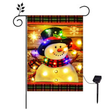 Drapeau de Jardin D'Hiver éClairé pour L'ExtéRieur, Drapeau de Jardin à LED, Drapeaux de Jardin D'Hiver 12 X 18 Pouces Double Face pour Pelouse de