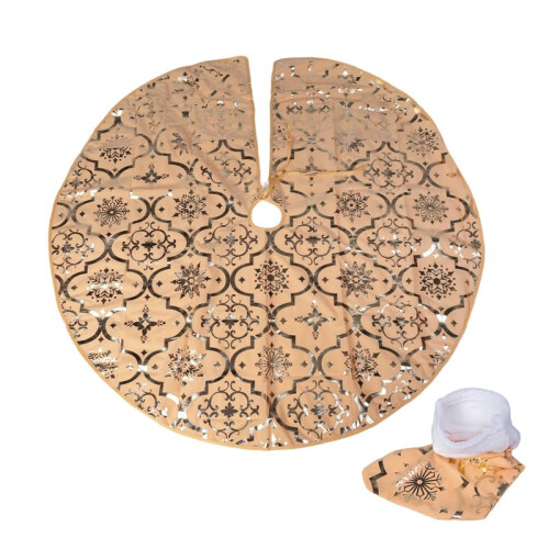 Saia para áRvore de Natal de 48 Polegadas com Capa Macia para DecoraçãO de Tapete de Floco de Neve e Saia para áRvore de Fazenda, Dourada