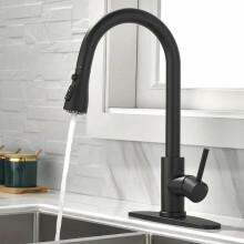 Matte Black Kitchen Faucet with Pull Down Sprayer, Single Handle Stainless Steel, Easy Install Ref: 3485