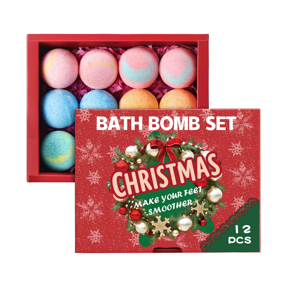 12Pack Aromatherapy Bath Bombs Gift Set with Shea Butter for Luxurious Spa and Holiday Relaxation