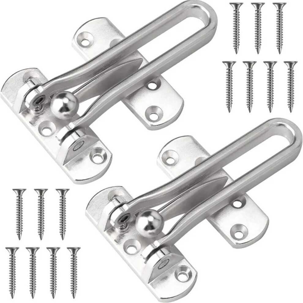 Door Security Lock 2pcs Stainless Steel Swing Bar Latch Durable AntiTheft Childproof Design