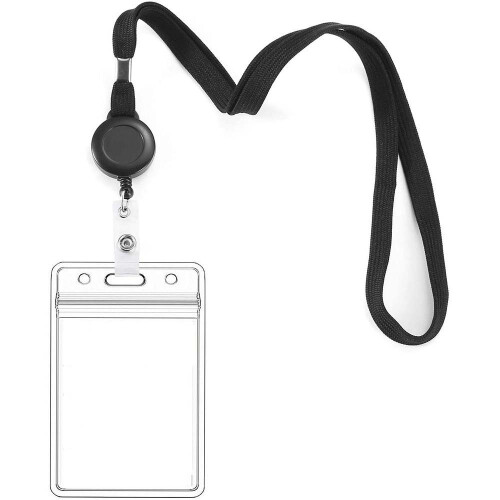 Transparente Ausweishüllen mit Umhängeband, 2er-Pack Transparent