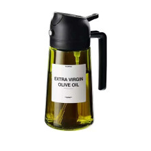Ölsprühflasche aus dickwandigem Glas – 2-in-1 Sprüh- und Gießfunktion, lichtbeständig Black
