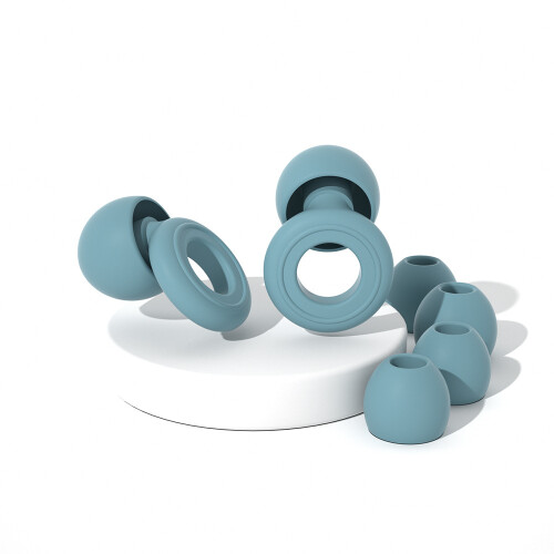 Støjreducerende ørepropper med etui Grey+Blue
