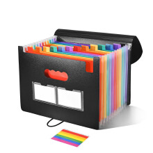 Erweiterbare Aktenmappe mit 25 Fächern, Regenbogen-Akkordeonmappe mit sicherem Verschluss