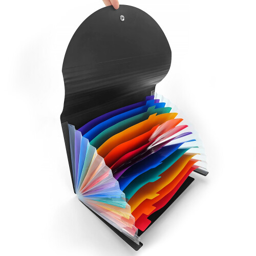 25-Taschen erweiterbarer Aktenordner, Regenbogen-Fächermappe mit sicherem Schnurverschluss – A4-kompatibel 2