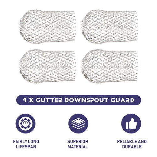 4 Pcs Gutter Downspout Guards 3.5 Inch Aluminum Leaf Filter Strainer Expandable Gutter Downspout Protector 1