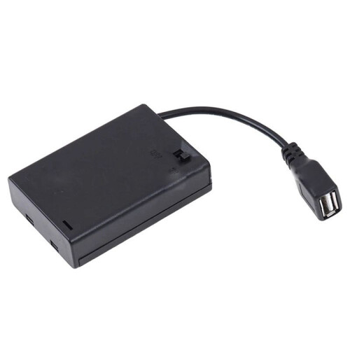 3XAA Battery Case with Cover and  Connected to USB Female Connector USB Female Socket Battery Holder
