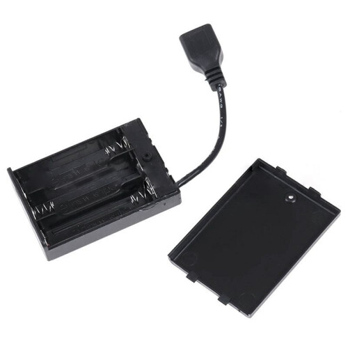 3XAA Battery Case with Cover and  Connected to USB Female Connector USB Female Socket Battery Holder 2