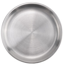 14 cm Edelstahl-Knochen-Spuckschale, Silbernes Flaches Tablett, Metall-Essscheibe, Runder Teller, Dessert-Geschirr