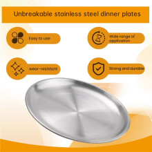 14cm Stainless Steel Bone Spitting Dish Silver Shallow Tray Metal Dining Disc Round Plate Dessert Tableware