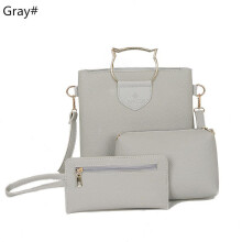 (Gray)Womens Handbag Shoulder Bag Set Crossbody Pu Fashionable Wearresistant And