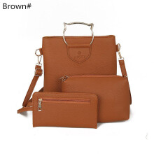 (Brown)Womens Handbag Shoulder Bag Set Crossbody Pu Fashionable Wearresistant And