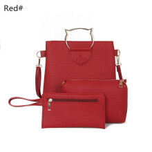 (Red)Womens Handbag Shoulder Bag Set Crossbody Pu Fashionable Wearresistant And