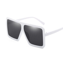 (#2 White Frame Gray Lens)Womens Flat Top Large Steampunk Square Frame Oversize Sunglasses Glasses Sun