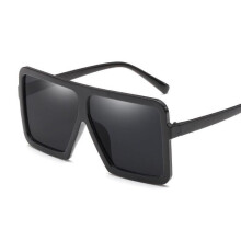 (#1 Black Frame Gray Lens)Womens Flat Top Large Steampunk Square Frame Oversize Sunglasses Glasses Sun