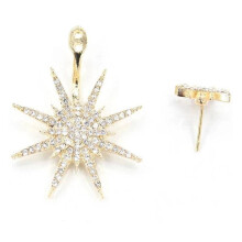(Gold)Brincos femininos cintilantes de zircão com decoração de luz das estrelas gota de ouvido prata dourada