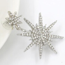 (Silver)Brincos femininos cintilantes de zircão com decoração de luz das estrelas gota de ouvido prata dourada