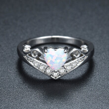 (No.7 17.3mm)Anello donna elegante con pietre preziose a forma di cuore design unico europeo americano