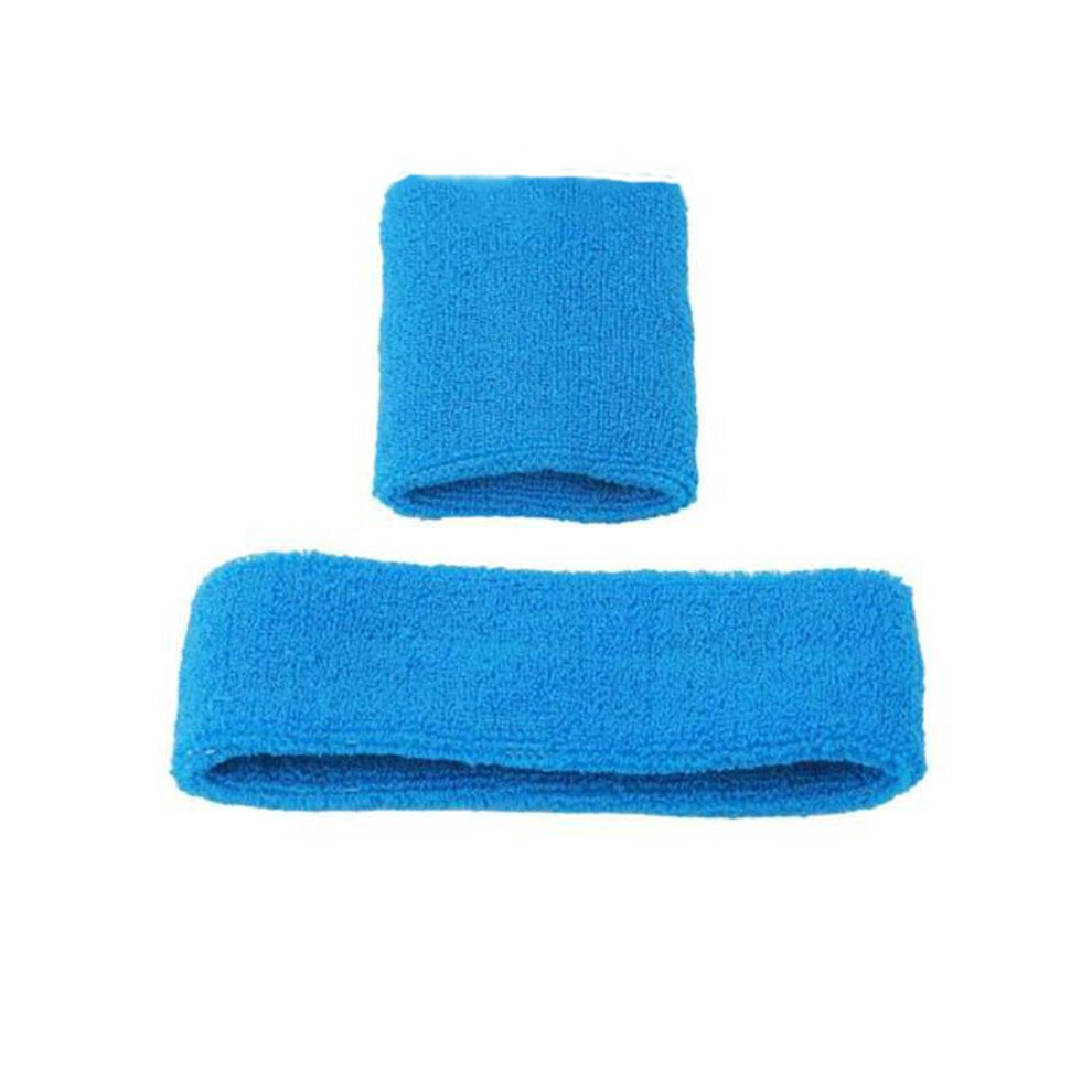 (Blue) Wrist Headband Strap Plush Sports Carrying Sweat Wicking Moisture Absorption