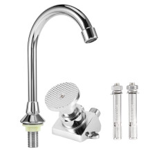 Brass Floor Mounted Foot Pedal Faucet with Hands Control for Commercial Kitchens and Hospitals