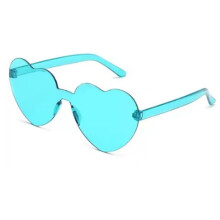 (LightGreen)Herzförmige Liebe Randlose Sonnenbrille Transparent Niedlich Süß Bonbon Brille Farbe