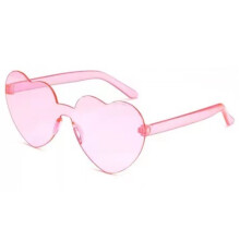 (Pink)Herzförmige Liebe Randlose Sonnenbrille Transparent Niedlich Süß Bonbon Brille Farbe