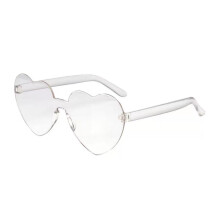 (White)Heart Shaped Love Rimless Sunglasses Transparent Cute Candy Glasses Color