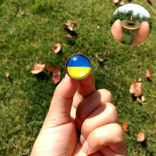 (Bronze)2225mm Ukraine Flag Button Badge Brooch Metal I Stand With Kyiv Kiev War Peace