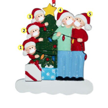(Blue 5)2020 Christmas Tree Ornament Quarantine Family Xmas Lockdown Preorder Decoration