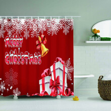 (I)Weihnachten Geschenkboxen im Schnee Badezimmer Duschvorhang Wasserdicht Stoff Haken 12