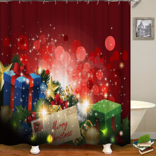 (G)Weihnachten Geschenkboxen im Schnee Badezimmer Duschvorhang Wasserdicht Stoff Haken 12