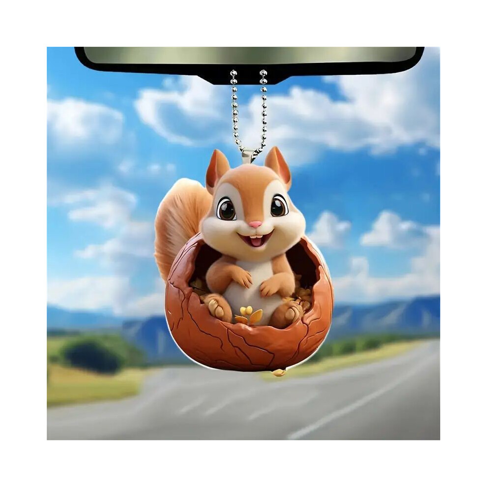 Charming Squirrel Acrylic Car Hanging Ornament Keychain Backpack Decor For 699538458171