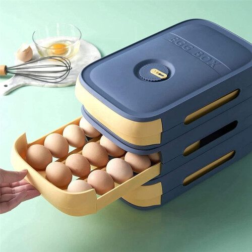 Drawer Type Refrigerator Egg Storage Box, with Date Reminder,Stackable Plastic Egg Tray for Kitchen Storage Tool() 2