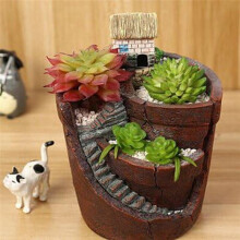 Hanging Garden Potted Micro-Landscape Meat Plant Pots Small House Resin Decoration A