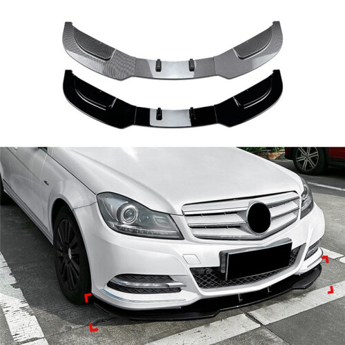 Car Front Bumper Splitter Lip Diffuser Spoiler Cover Guard for - C-Class W204 2011-2014 Gloss Black 2