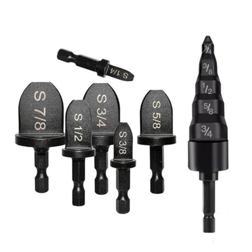 7Pcs Manual Copper Pipe Swaging Tool Drill Bit,6Pcs Pipe Expander Drill Bit 5 in 1 Air Conditioner Copper Pipe Expander 1