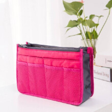 (Rose Red) Bag Storage Fashion Simple Classic Portable Double Zipper Multifunctional Wash