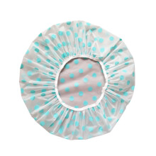 (LakeBlue)Waterproof Thickening Shower Cap Colored Polka Dot Reusable Shower Cap Spa Adult
