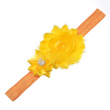 (Yellow) Kids Band Hair With Fabric Flower And Geometric Style For Hair Decoration Baby