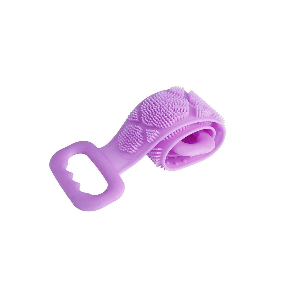(Purple, 70cm) Double Cleaning Body Sided Back Scrubber Bath Shower Silicone Tool Brush Spa