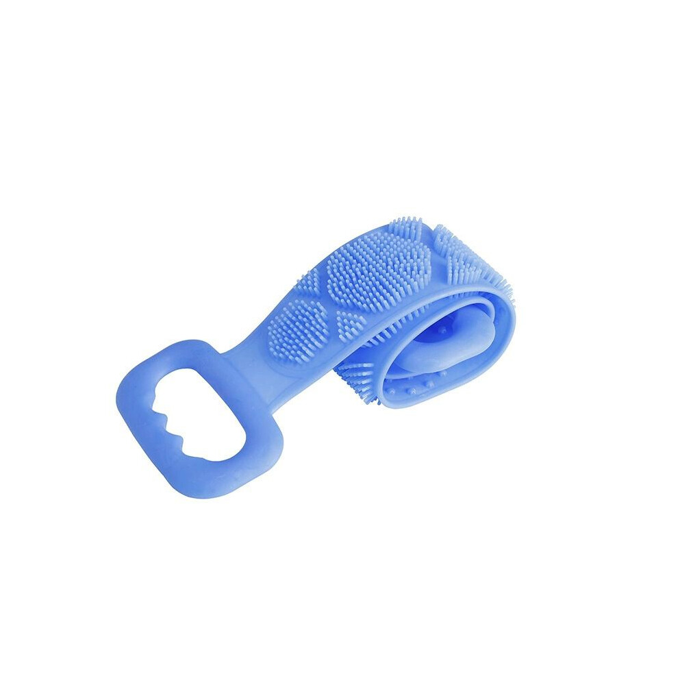 (Blue, 70cm) Double Cleaning Body Sided Back Scrubber Bath Shower Silicone Tool Brush Spa