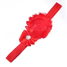 (Red) Kids Band Hair With Fabric Flower And Geometric Style For Hair Decoration Baby