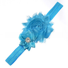 (Blue) Kids Band Hair With Fabric Flower And Geometric Style For Hair Decoration Baby