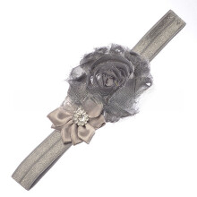 (Silver) Kids Band Hair With Fabric Flower And Geometric Style For Hair Decoration Baby