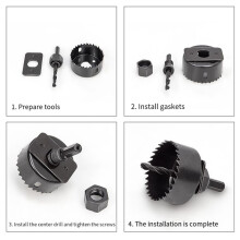 8-Piece Woodworking Hole Opener Set Wood Gypsum PVC Plastic Circular Drilling Bit LDE Downlight Drilling Tools Daquan