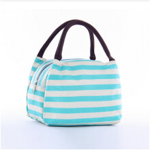 (Sky Blue)Stripe Portable Lunch Bag Insulation Practical Convenient Simple Premium Quality