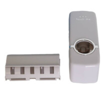 (White)Distributeur automatique de dentifrice et porte brosse Ă dents organisateur de salle de bain en plastique