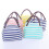 (Pink)Stripe Portable Lunch Bag Insulation Practical Convenient Simple Premium Quality 3
