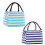 (Pink)Stripe Portable Lunch Bag Insulation Practical Convenient Simple Premium Quality 9